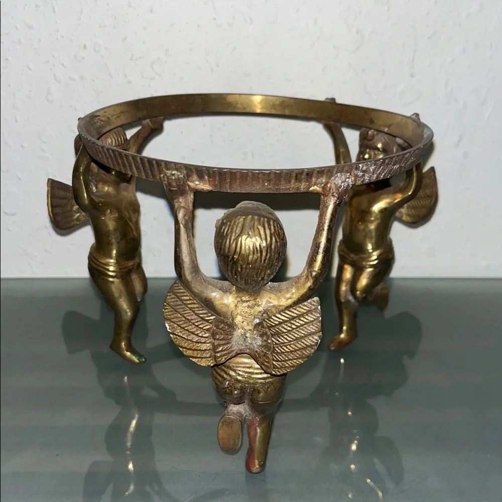 Vintage brass Cherub base/candle holder